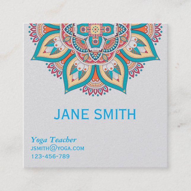 Yoga Teacher Yoga Instructor stylish Square Business Card (Front)