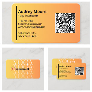 Yoga Teacher Yoga Instructor Yoga Studio QR code Business Card
