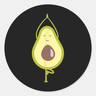 Yoga Tee With Avocado T Shirt Design Classic Round Sticker