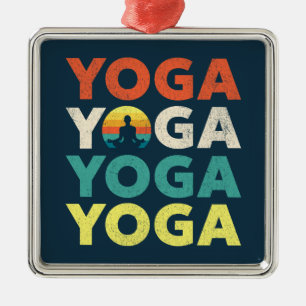 Yoga text design metal ornament