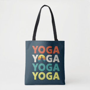Yoga text design tote bag