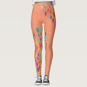 Yoga Theme Colourful  Silhouettes on Any Colour Leggings