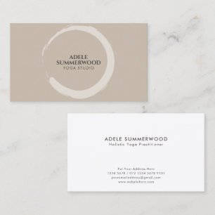 Yoga Theme Enso Circle Motif Taupe Business Card