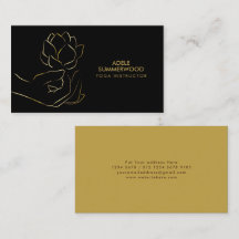 Yoga Theme | Gold Line Hand & Lotus Flower Black