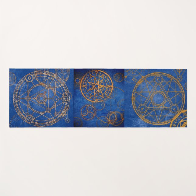 Yoga Themed Sacred Geometry With Constellations Yoga Mat (Front (Horizontal))