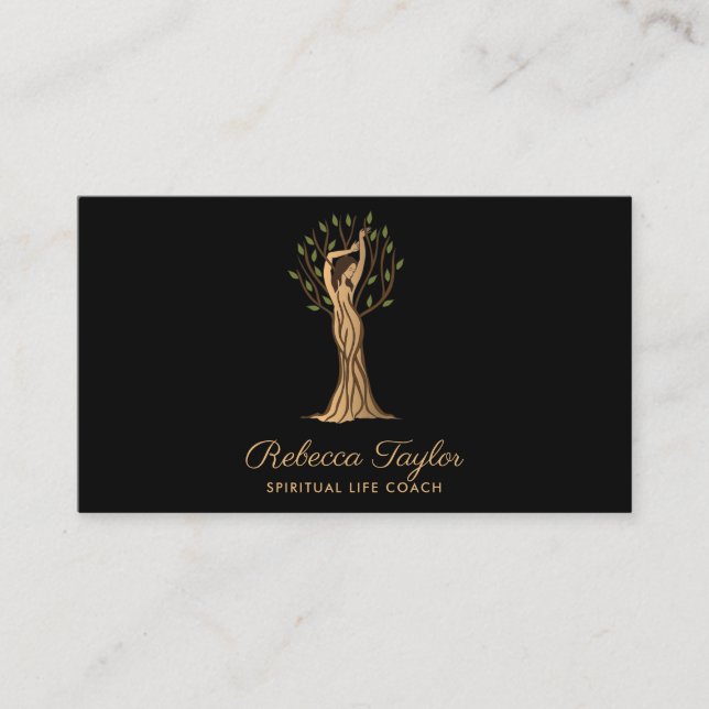 Yoga Therapy Psychology Life Coach Tree of Life  B Business Card (Front)