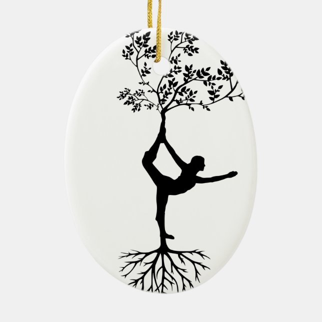 Yoga/Tree  Ceramic Ornament (Back)