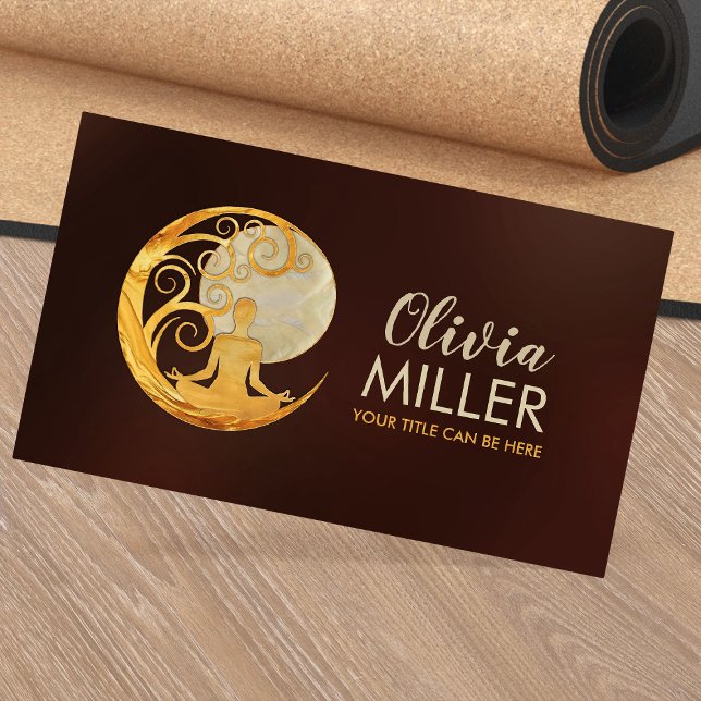 Yoga Tree Moon and Sun - Pearl and Gold  Business Card (Creator Uploaded)