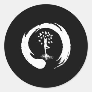 Yoga Tree Of Life Yin Yang Meditation  Classic Round Sticker
