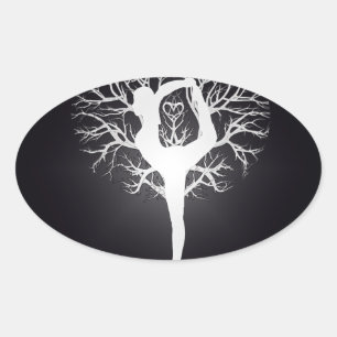 Yoga Tree Oval Sticker