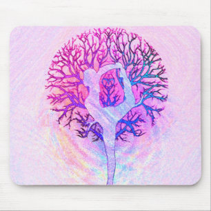 Yoga Tree Pastel Rainbow Mouse Pad
