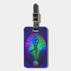 Yoga Tree Peace Rainbow Luggage Tag