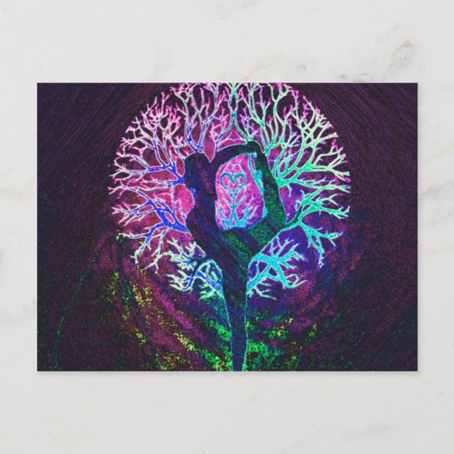 Yoga Tree Peace Rainbow Postcard (Front)
