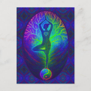 Yoga Tree Peace Rainbow Postcard