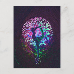 Yoga Tree Peace Rainbow Postcard
