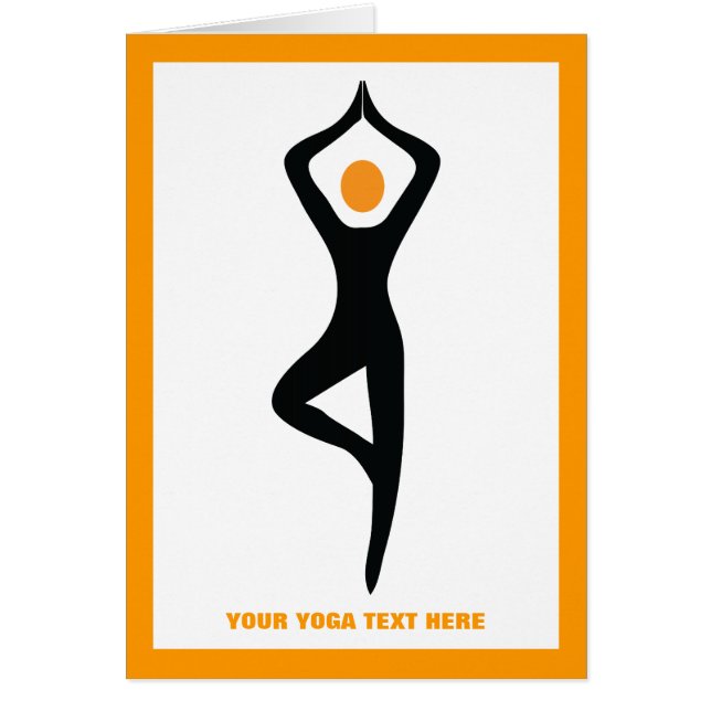 Yoga tree pose black, orange custom (Front)