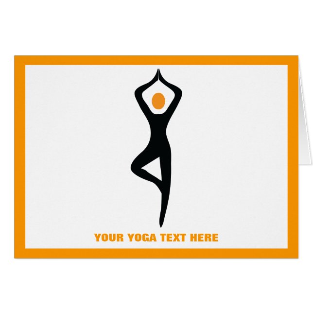 Yoga tree pose black, orange custom (Front Horizontal)