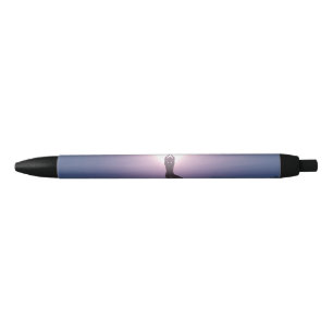 Yoga Tree Pose Vrksasana Black Purple Ink Pen