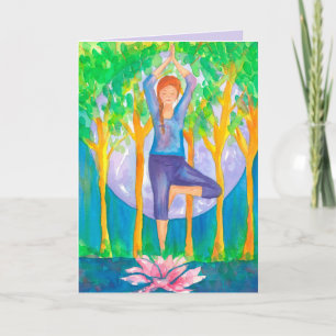 Yoga Tree Pose Woman Happy Birthday Card