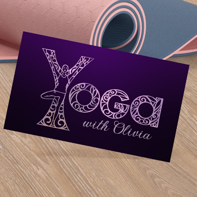 Yoga Tree Pose Word Art Drawing Business Card (Creator Uploaded)