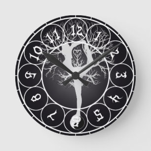 Yoga Tree Round Clock