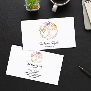 yoga trendy life coach tree of life landscape busi business card