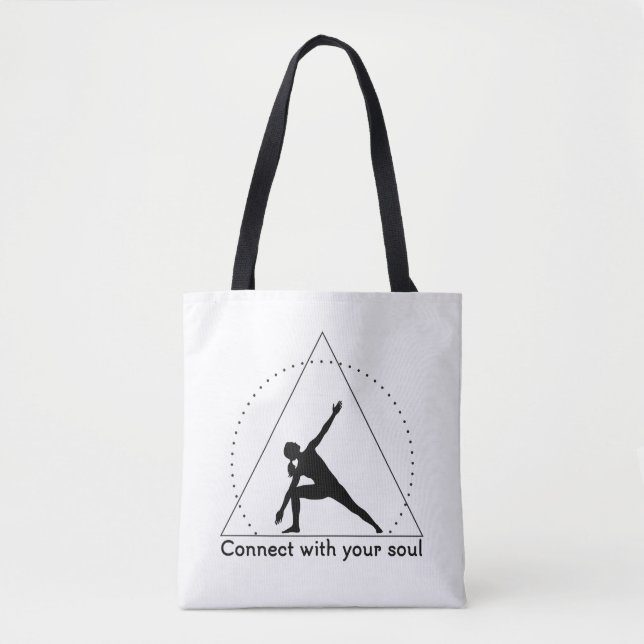 Yoga Triangle Pose Emblem Tote Bag (Front)