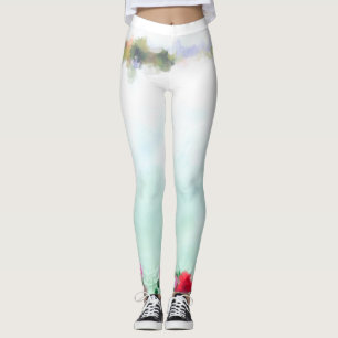 Yoga trousers - white-mint leggings