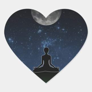 Yoga Under The Moon Heart Sticker