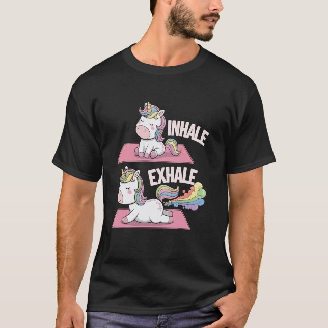 Yoga Unicorn Namaste Meditation Zen Animal Yoga In T-Shirt (Front)