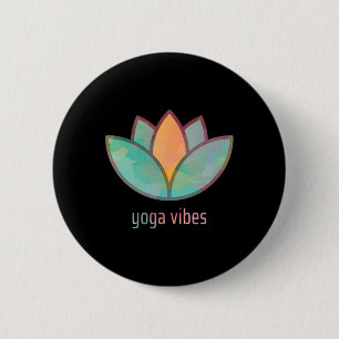 Yoga Vibes Lotus Image In Stylish Watercolor Desig 6 Cm Round Badge