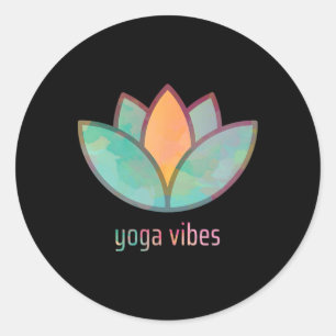 Yoga Vibes Lotus Image In Stylish Watercolor Desig Classic Round Sticker