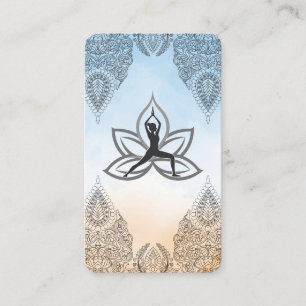Yoga Warrior Pose Mandala Pattern Business Card
