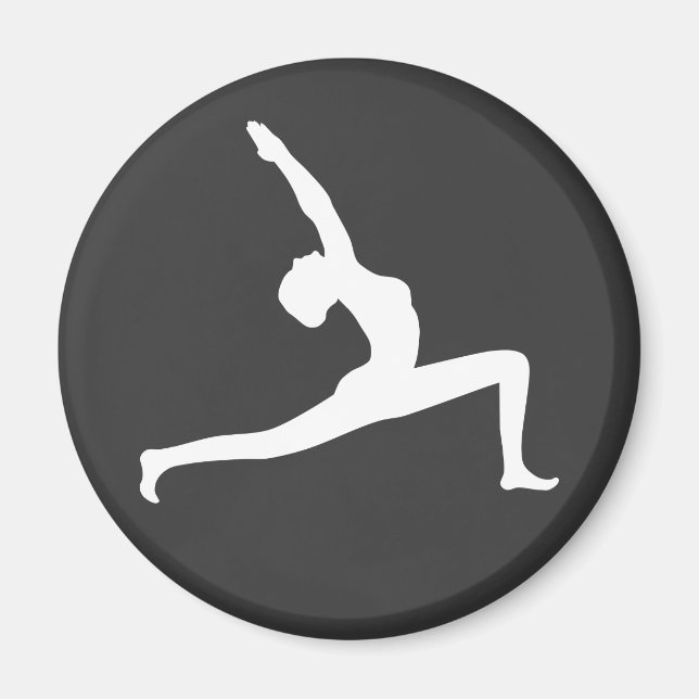 Yoga White Silhouette Woman Posing Round Magnets (Front)