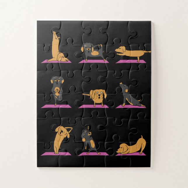 Yoga Wiener Dog Dachshund Funny Jig Saw Puzzle (Vertical)