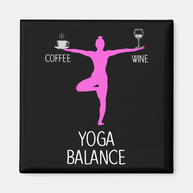 Yoga Wine and Coffee Lover Magnet (Front)