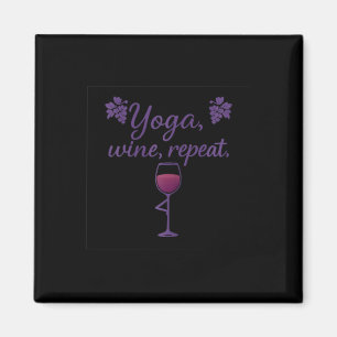 Yoga Wine Repeat Wine Gl Tree Pose Grape Art Magnet
