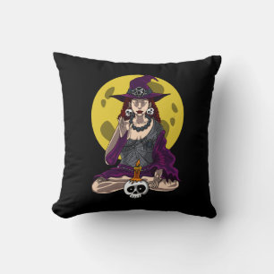 Yoga Witch Zen Meditation Namaste Halloween Cushion