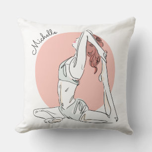 Yoga Woman custom name throw pillows