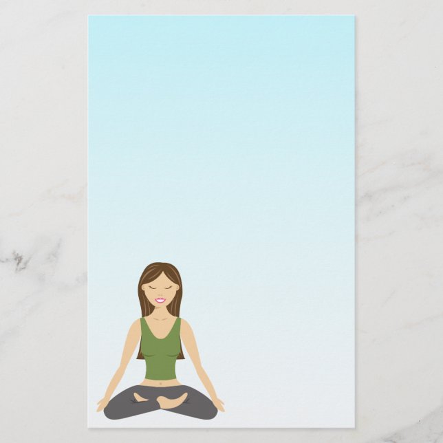 Yoga Woman In Lotus Pose Stationery (Front)