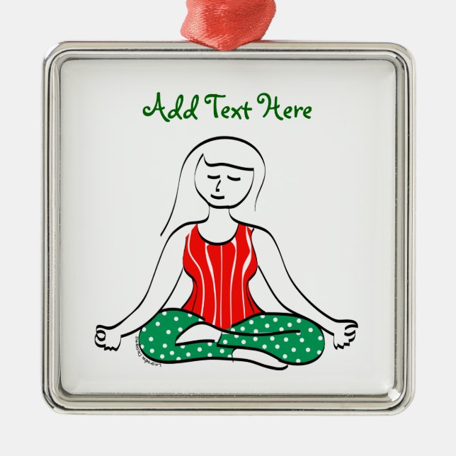Yoga Woman in Seated Pose Christmas Metal Ornament (Front)