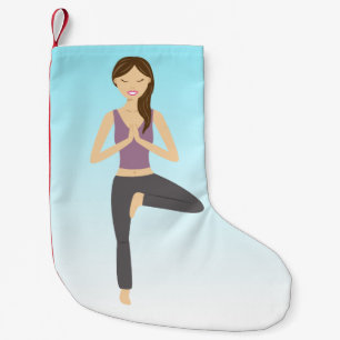 Yoga Woman In Tree Pose Small Christmas Stocking