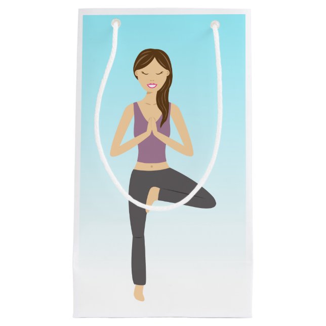 Yoga Woman In Tree Pose Small Gift Bag (Front)