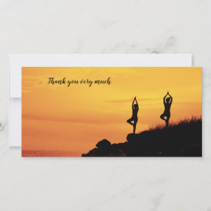 Yoga women are on the cliff thank you card
