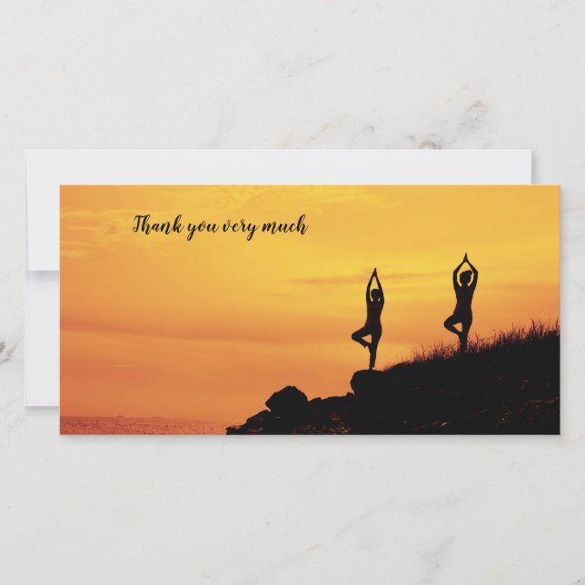 Yoga women are on the cliff thank you card (Front)