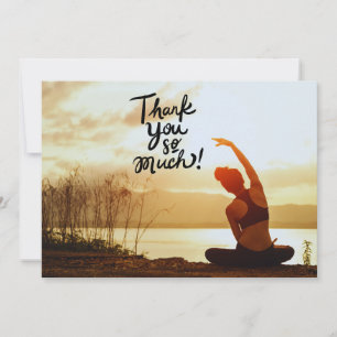 Yoga Women on Sunset Background   Thank You Card