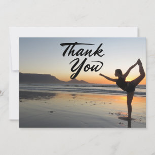 Yoga Women on Sunset Background   Thank You Card