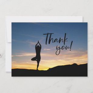 Yoga Women on Sunset Background   Thank You Card