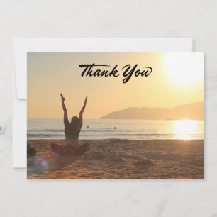 Yoga Women on Sunset Background   Thank You Card