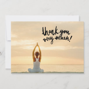 Yoga Women on Sunset Background   Thank You Card